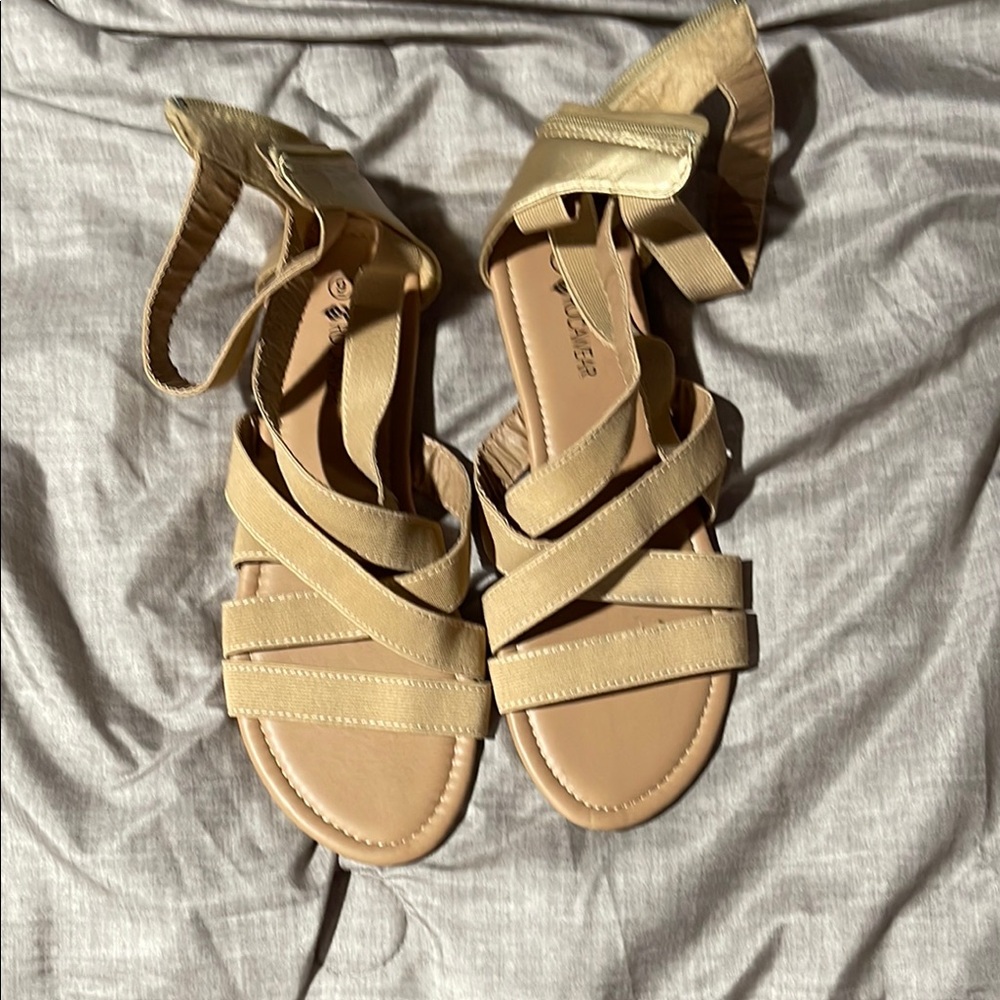 Rocawear Cream Sandals with Woven Straps